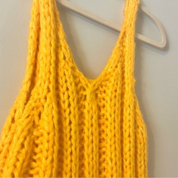 Zara Chunky Knit Yellow Tank Sweater Vest Boho Slouchy Top Small - Picture 4 of 4